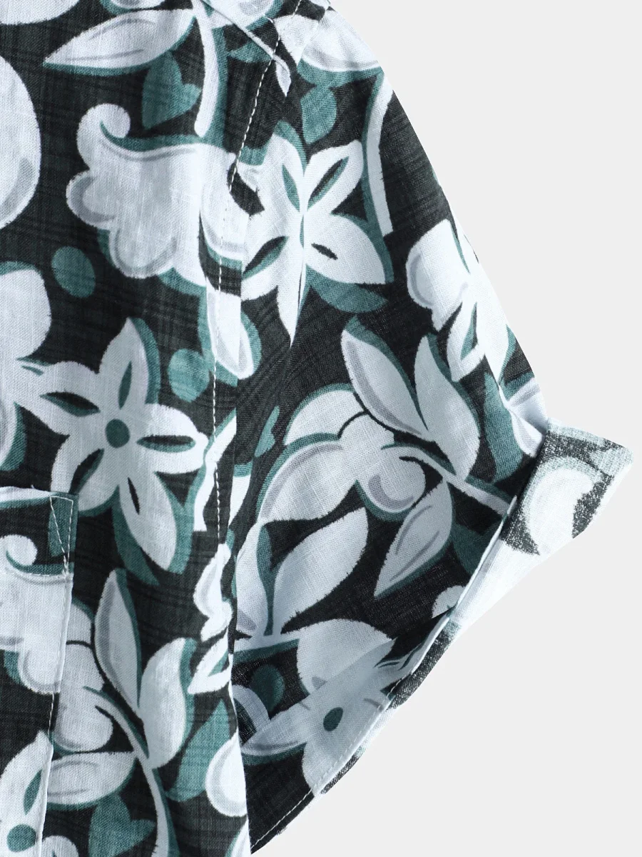 Camisa de Algodão de Férias de Manga Curta Floral Tropical Vintage para Homem - Image 5