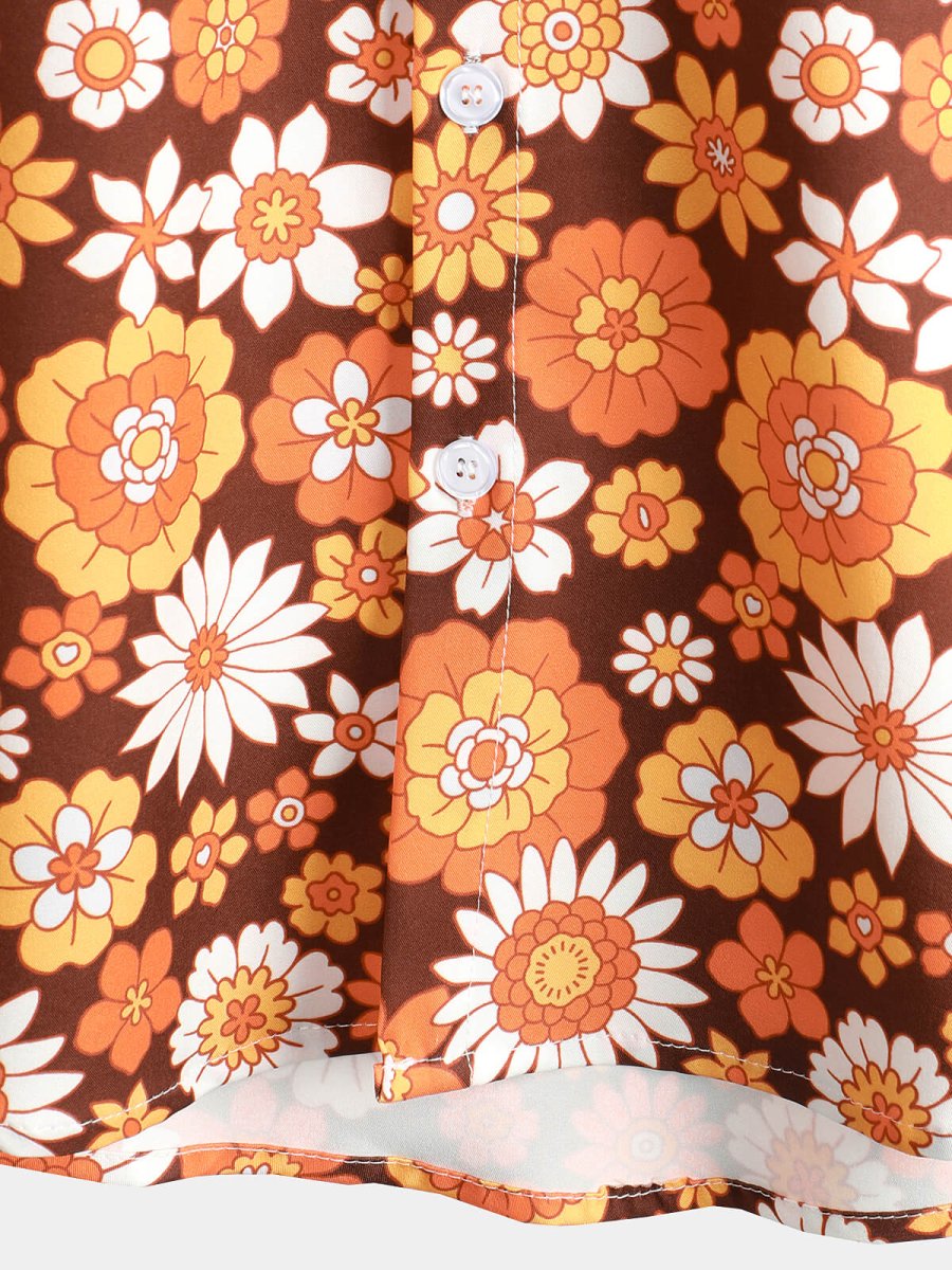 Camisa de Algodão de Verão de Manga Curta para Homem com Flores Vintage dos anos 70 para Festa Disco - Image 7