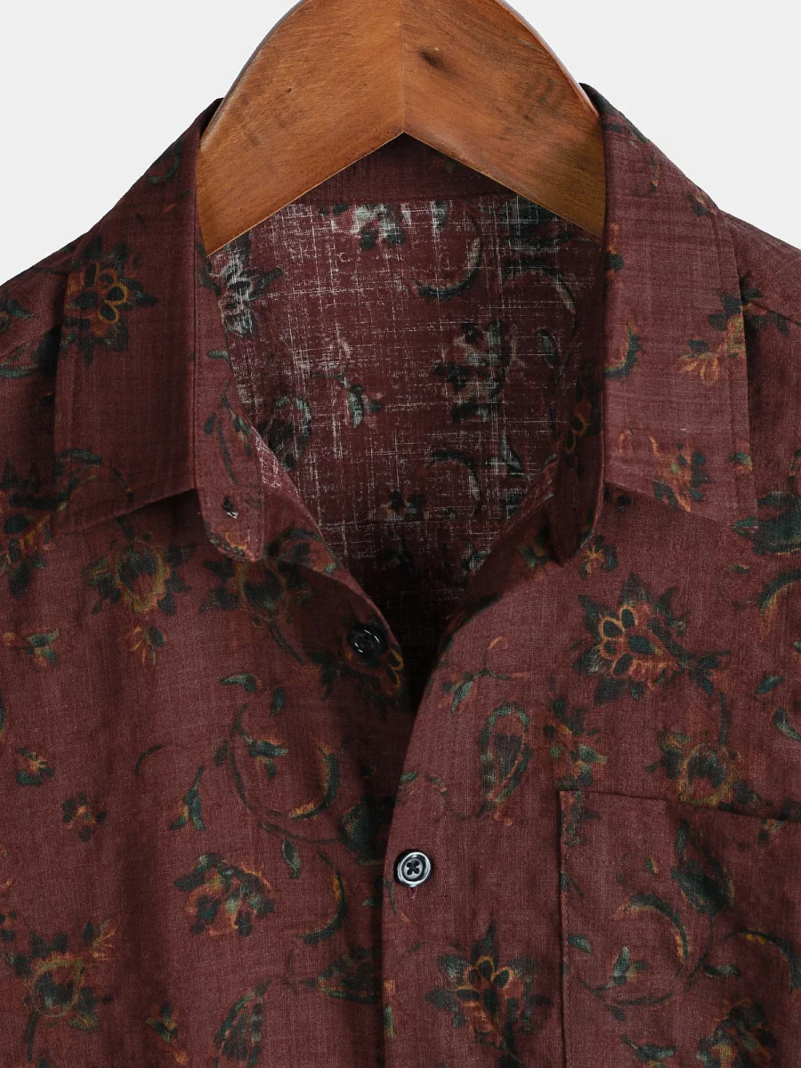 Zambujeira | Camisa de Algodão de Verão Floral Retro Boho para Homem - Image 3