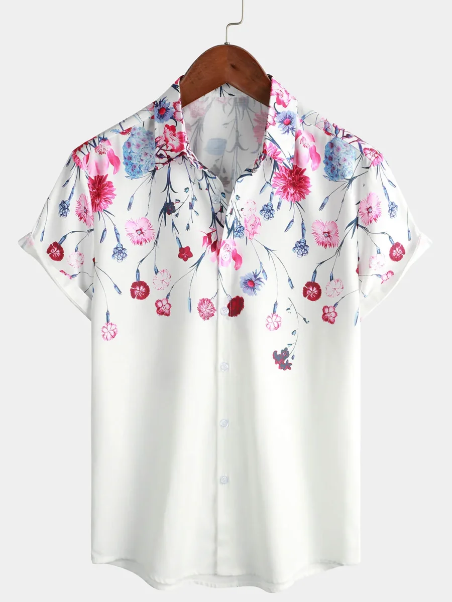 Camisas Florais para Homem, Camisa de Algodão de Verão com Estampado de Flores e Manga Curta - Image 2