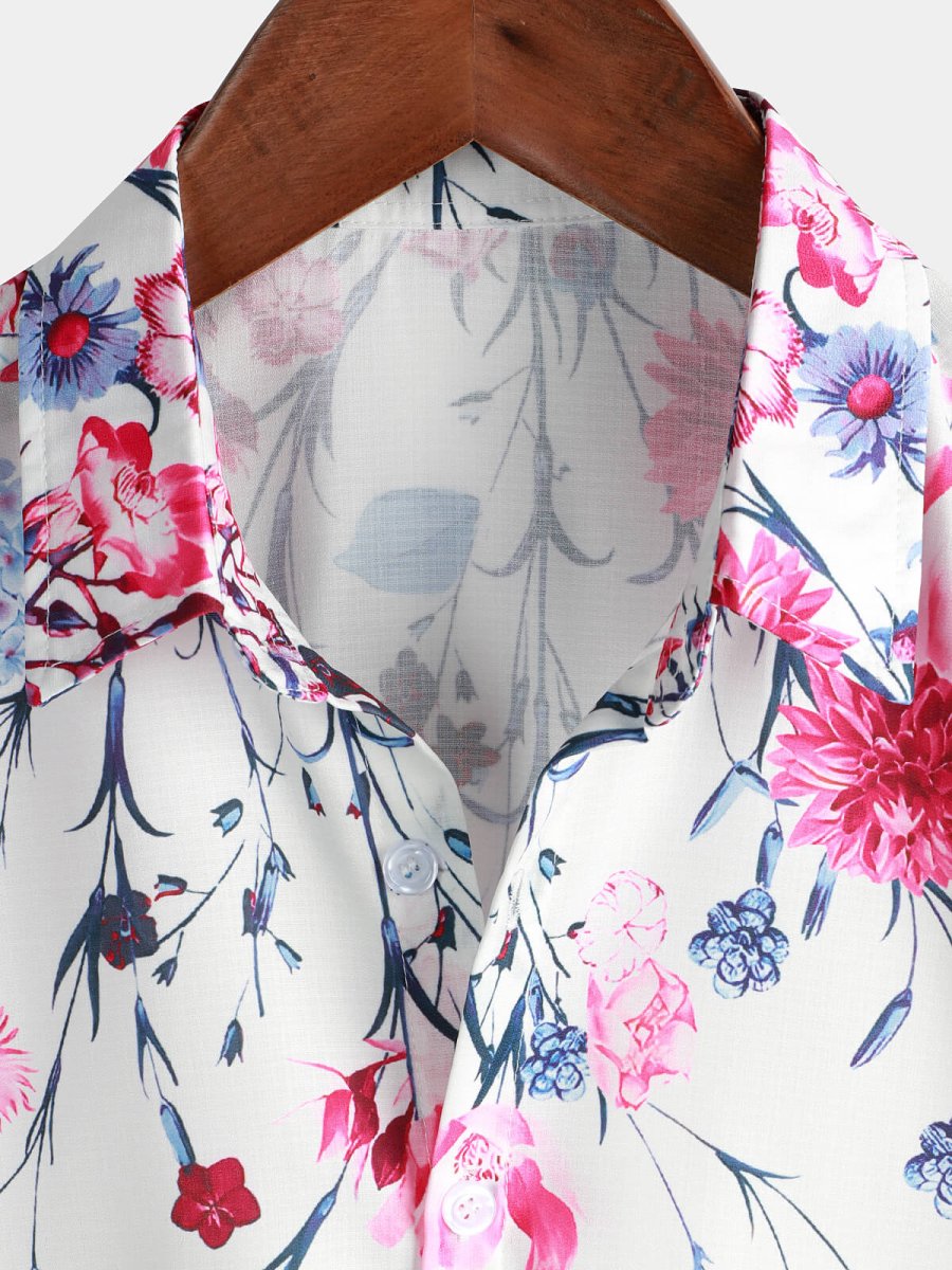 Camisas Florais para Homem, Camisa de Algodão de Verão com Estampado de Flores e Manga Curta - Image 4