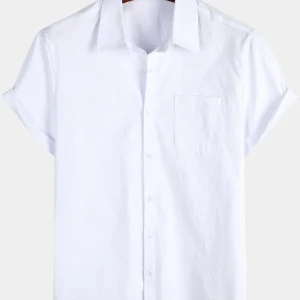 Alghero | Camisa Casual de Algodão de Manga Curta para Homem