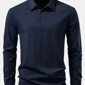 Ravello | Camisa Polo de Algodão de Manga Longa Sólida