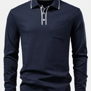 Tropea | Camisa Polo de Manga Longa em Contraste com Bolso