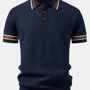 Amalfi | Polo de Malha Waffle com Detalhe de Listras em Contraste