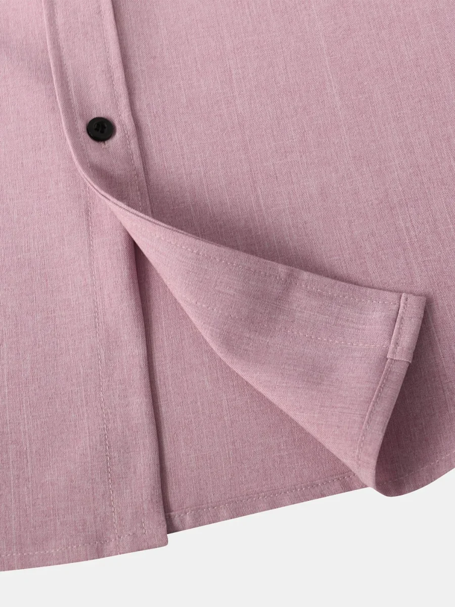 Baleal | Camisa Casual de Algodão de Cor Sólida para Homem com Botões e Manga Curta Transpirável - Image 7