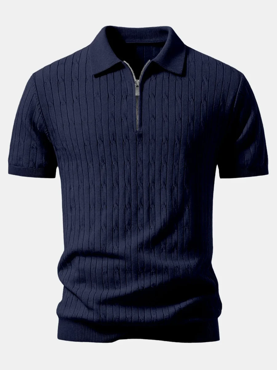 Kefalonia | Polo de Malha Jacquard Torcido com Zíper
