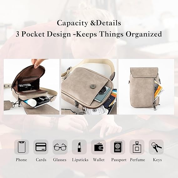 Bolsa Transversal Feminina em Couro PU com Bloqueio RFID - Image 9