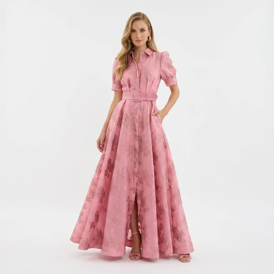 Almira | Vestido Fúcsia de Manga Curta