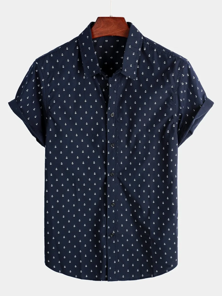 Sorrento | Camisa de Manga Curta de Algodão Impressa Casual para Homem