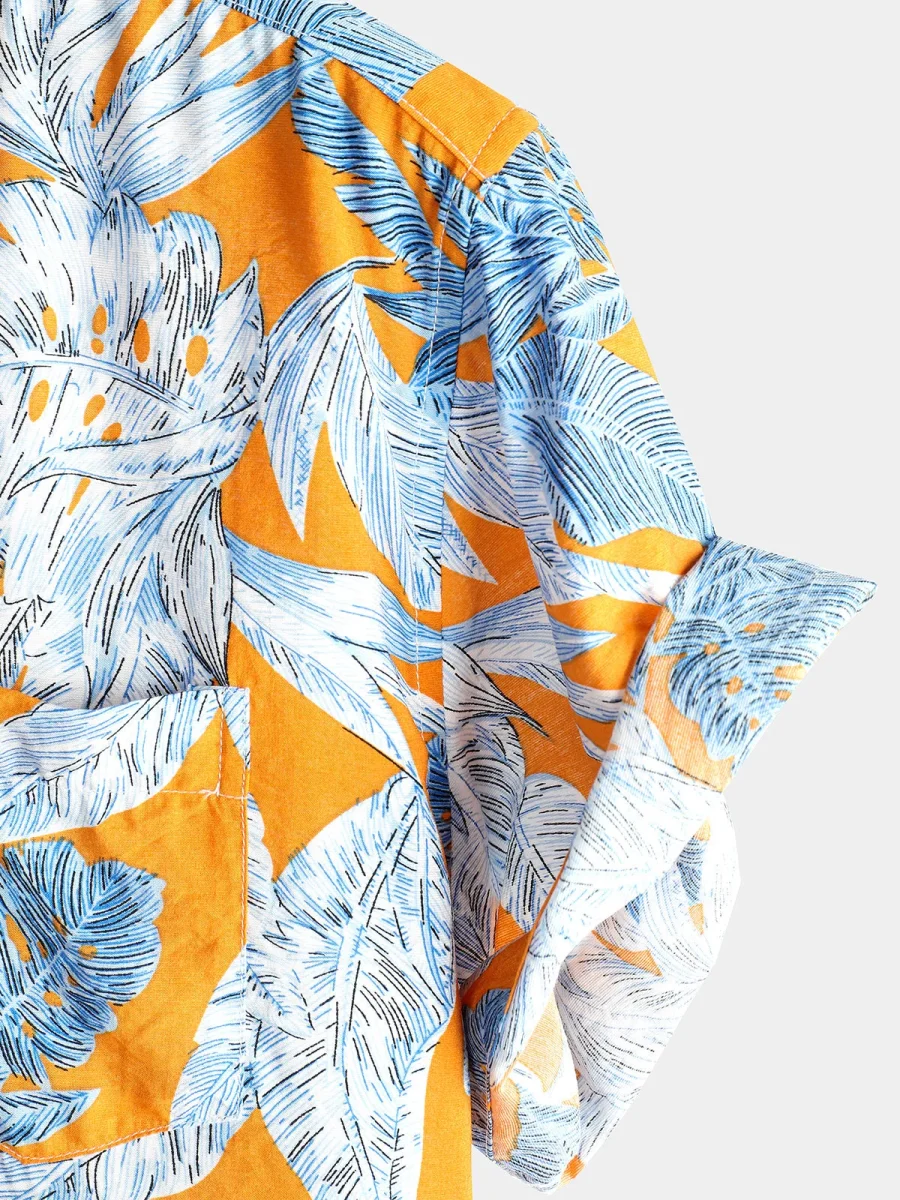 Paros | Camisa de Manga Curta de Algodão com Estampado de Folhas Tropicais para Homem - Image 6