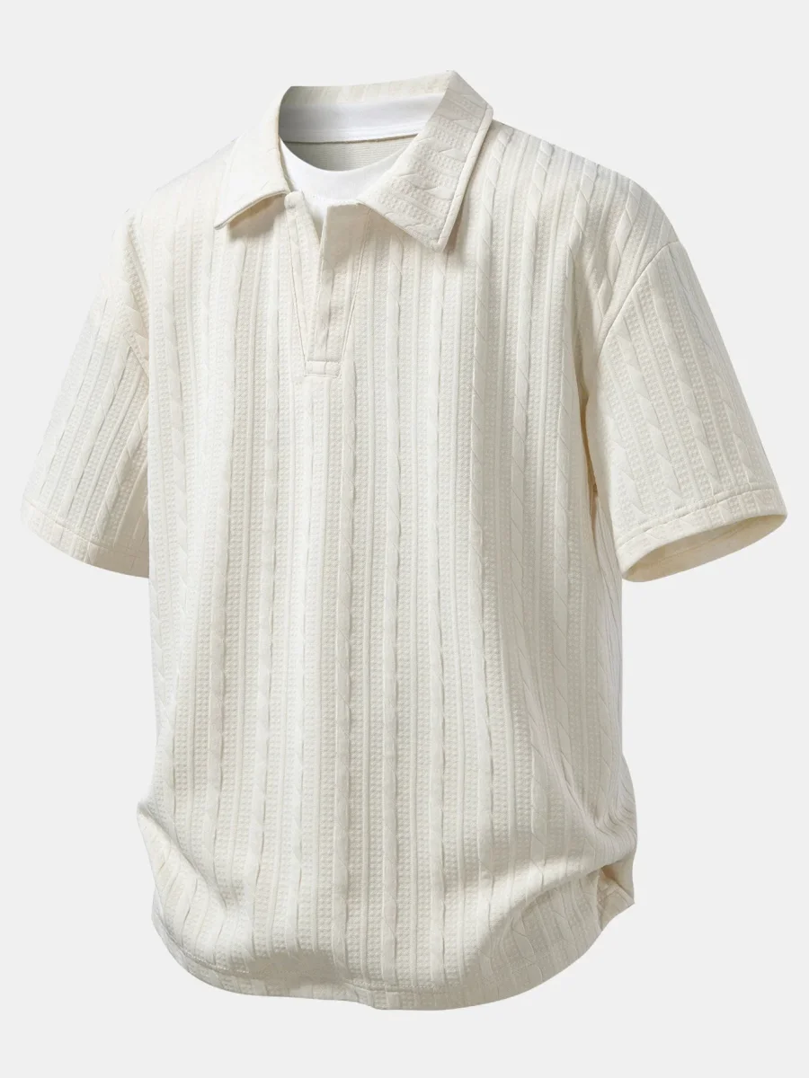 Vernazza | Polo Relax Fit 2 em 1 Twist Jacquard com Decote em V - Image 2