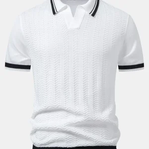 Alvor | Polo de Malha Texturado Jacquard com Decote em V