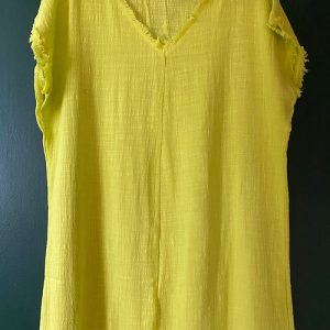 Vestido longo em gaze de algodão lima