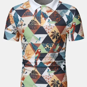 Cefalù | Camisa Polo com Estampa Tropical de Flamingo