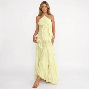 Encarnação | Vestido Plissado com Folhos Elegante